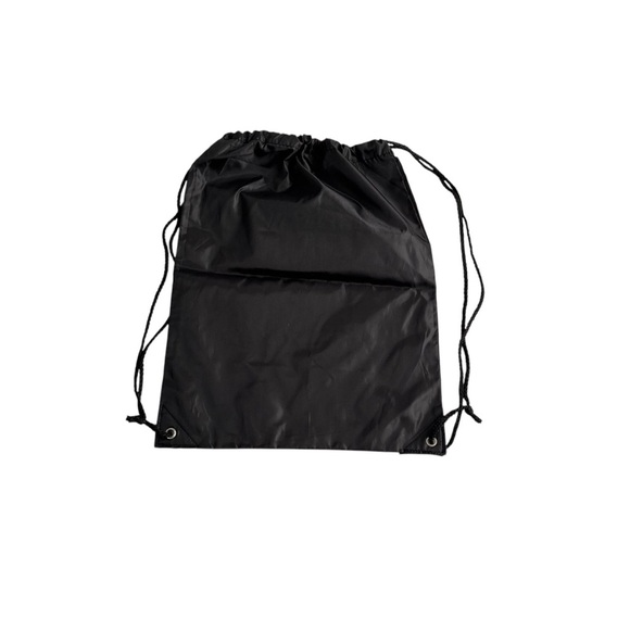 CARBON 38 Nylon Cinch Drawstring Backpack Black Zipper Yoga Gym Bag Travel NWOT - Picture 2 of 6